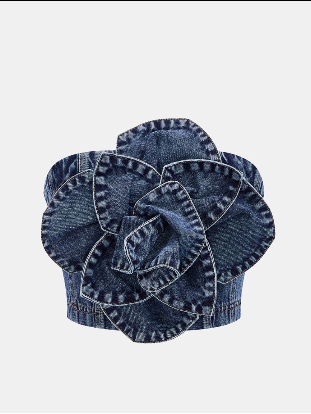 Commense Set Dark Blue Wide Leg High-Rise Jeans and 3d Flower Top - Picture 3 of 8